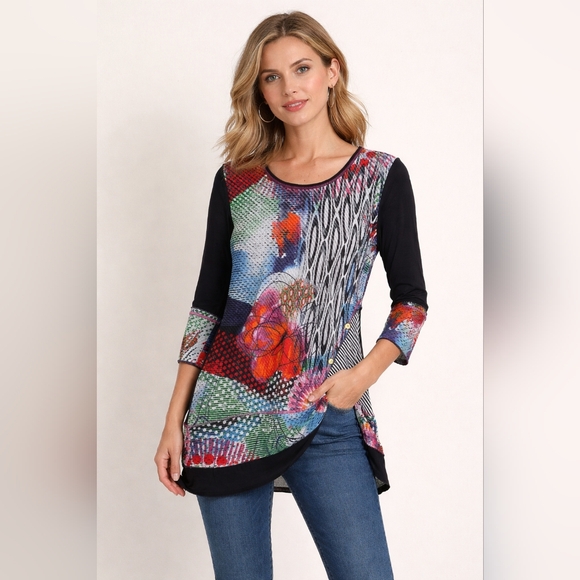 Papa Vancouver Tops - ​Papa Vancouver Patchwork Abstract Tunic Top Size S